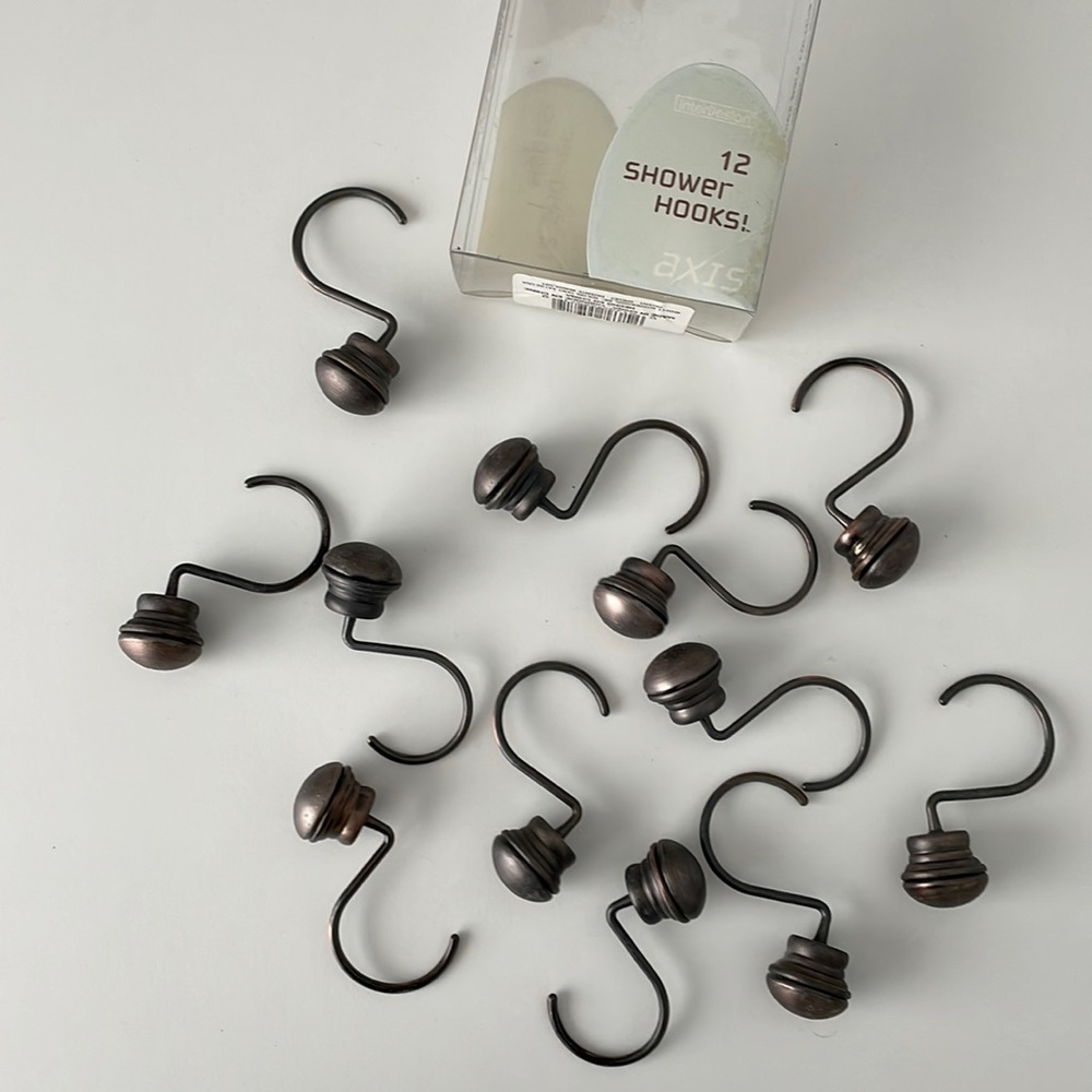 [ InterDesign Aged Bronze Axis Shower Curtain Hooks ] Qty 11